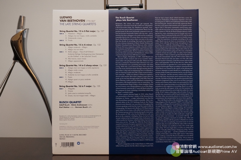 Busch Quartet貝多芬晚期弦樂四重奏 Nos. 12、14、15、16名版再現，78轉錄音回春