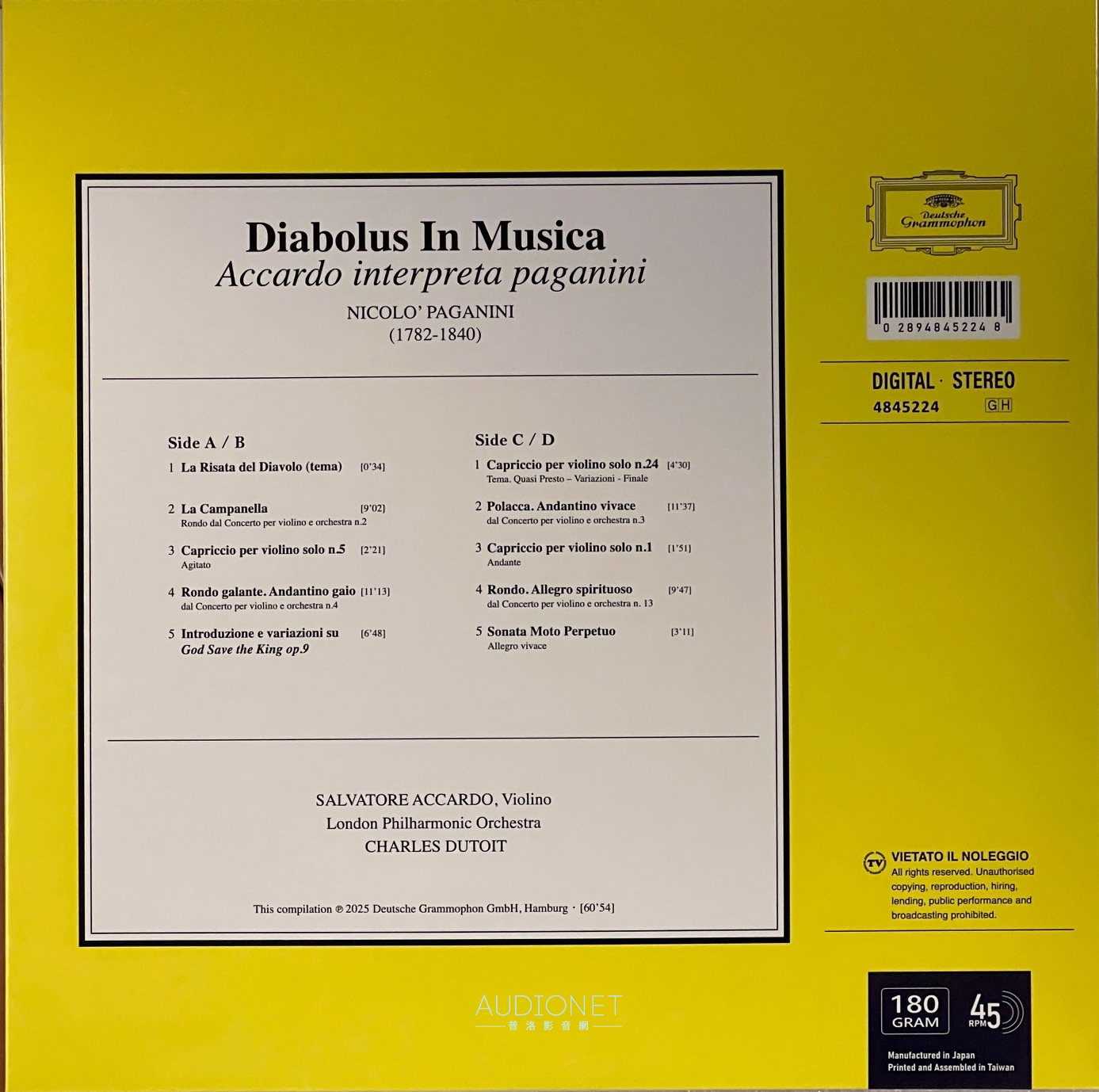 Diabolus in Musica，Accardo Interpreta Paganini，錄音效果極佳，不買對不起自己