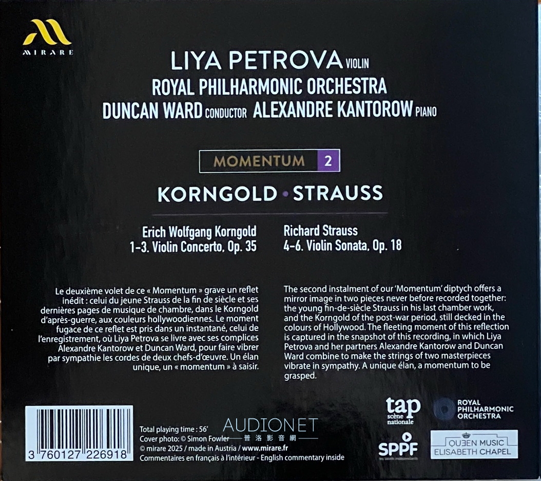 來欣賞音樂神童的作品。Korngold小提琴協奏曲，Strauss小提琴奏鳴曲